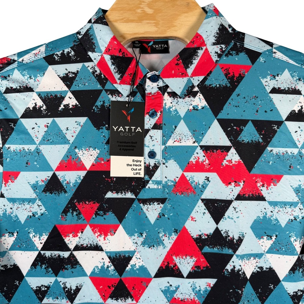 Yatta Golf Polo Prismatic Mens XL Multicolor Geometric Performance Shirt New